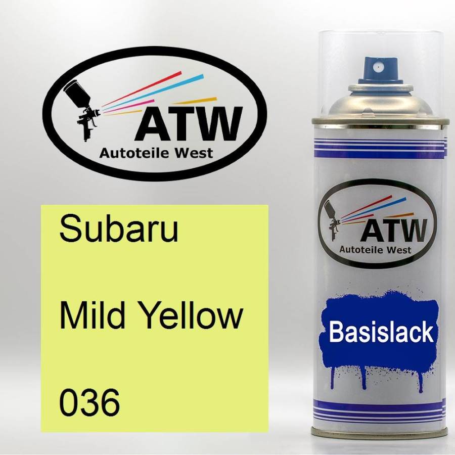 Subaru, Mild Yellow, 036: 400ml Sprühdose, von ATW Autoteile West.